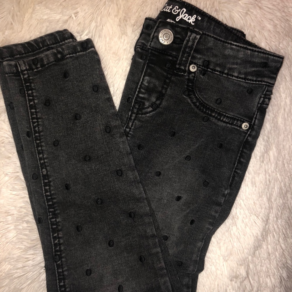 Black w/ Raised Polka Dotted Girls Jeggings 🖤👧🏼